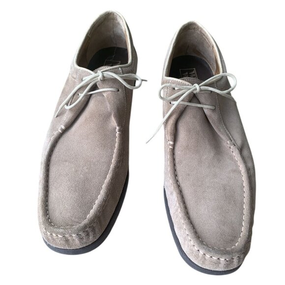 WRIGHT WALKER Vibram Men’s Beige/Tan Suede Lace Up Shoes Size 12A Moc Toe EUC - Picture 2 of 9
